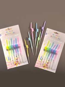 6pcs Macaron Colored Twist Birthday Candles, Cake Decorations For Party