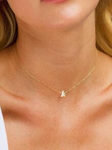 1pc Minimalist Stainless Steel 26 Initial Letter Necklace Pendant, Suitable For Commuting And Daily Wear - Yellow Gold - View 9