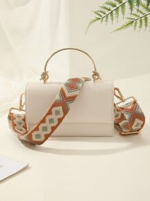 New Arrival Contrast Color Diamond Shaped Bag Strap For Women's Bags, Crossbody Or Shoulder - Beige - View 4