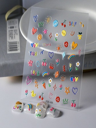 1入組5D壓花DIY防水水果樣式指甲貼,小裝飾用品適用於指甲片