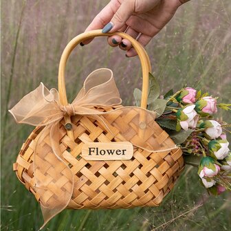 1入組駝色手工製作蝴蝶結編織籃子,花籃子,理想適用於裝飾用品,禮品適用於媽媽,老師,派對場合