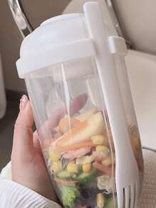 1入組早餐外帶杯、1入組優格外帶杯、1入組帶叉的穀類杯、1入組隔夜燕麥容器、1入組可重複使用的便攜式優格點心容器、1入組水果和蔬菜點心杯 - 玫紅色 - 查看 2