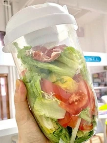 1入組早餐外帶杯、1入組優格外帶杯、1入組帶叉的穀類杯、1入組隔夜燕麥容器、1入組可重複使用的便攜式優格點心容器、1入組水果和蔬菜點心杯 - 玫紅色 - 查看 3