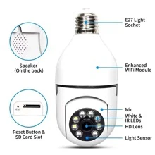 Wifi Camera E27 Light Bulb Hd High-definition Camera Smart Wireless Night Vision Dual Illumination Full-color Light Bulb Camera Office/home Monitor Camera - White - View 7
