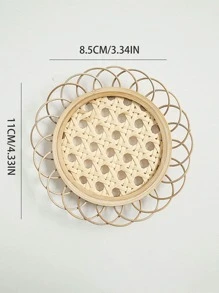 1pc Bamboo Coaster, Minimalist Hollow Out Table Cup Coaster For Home - Khaki - View 6