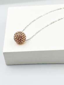 1pc 925 Sterling Silver Shiny Sphere Pendant Necklace For Women's Daily Wear - Champagne - View 2