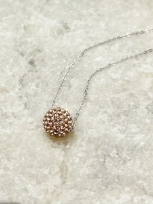 1pc 925 Sterling Silver Shiny Sphere Pendant Necklace For Women's Daily Wear - Champagne - View 3