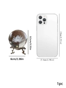 1 pieza Decoración de arte con patrón de loto bola de cristal - Multicolor - Ver 6