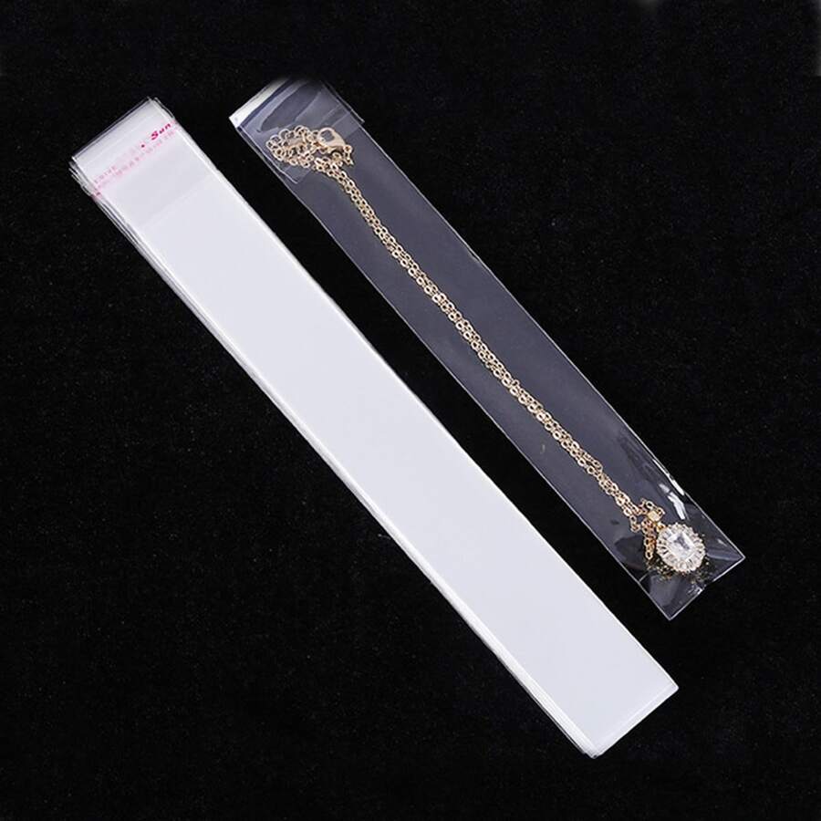 100/200/300/500个透明礼品袋、铅笔盒、透明自粘封口袋、铅笔盒，适用于婚礼、生日派对、珠宝DIY配件和文具、钢笔礼品、项链、戒指和手镯包装，超薄OPP自粘袋，玻璃珠宝项链包装袋，封口袋，快递袋 - 無色 - 查看 1