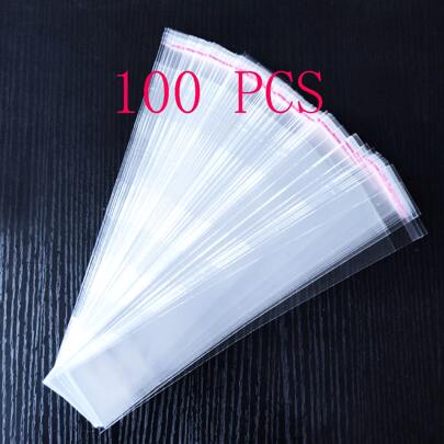 100/200/300/500个透明礼品袋、铅笔盒、透明自粘封口袋、铅笔盒，适用于婚礼、生日派对、珠宝DIY配件和文具、钢笔礼品、项链、戒指和手镯包装，纤细OPP自粘袋，玻璃珠宝项链包装袋，封口袋，快递袋