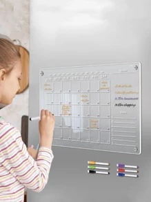 1入組9"X13"透明週間餐食計畫磁性壓克力板，冰箱用磁性清擦板，帶磁鐵週曆 - 無色 - 查看 3