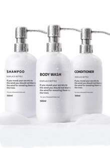 White Shampoo And Conditioner Dispenser Set Of 3 With Sliver Pump,Modern Refillable 16oz Shampoo And Conditioner Bottles,Stylish Shower Soap Dispenser For Bathroom - White - View 1
