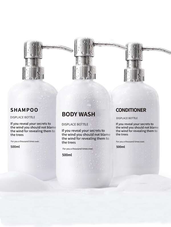 Set Of 3 White Shampoo And Conditioner Dispenser Bottles With Stainless Steel Pumps, Modern And Refillable 16oz Bottles, Stylish Soap Dispensers For Bathroom Home Bathroom Decor Fall Decor Back To School