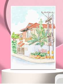 1入組創意水彩填色本帶卡通設計,顏色塗料和塗料紙內側 - 粉色 - 查看 6