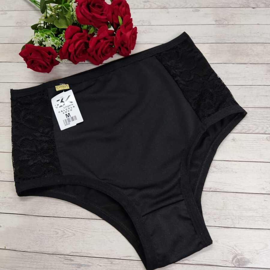 HIGH WAIST PANTS PLUS SIZE AND REGULAR LINGERIE LINGERIE PANTY - Black - View 1