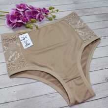 HIGH WAIST PANTS PLUS SIZE AND REGULAR LINGERIE LINGERIE PANTY - Beige - View 3