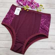 HIGH WAIST PANTS PLUS SIZE AND REGULAR LINGERIE LINGERIE PANTY - Burgundy - View 1