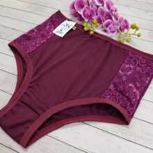 HIGH WAIST PANTS PLUS SIZE AND REGULAR LINGERIE LINGERIE PANTY - Burgundy - View 3