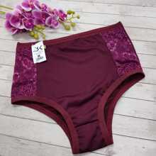 HIGH WAIST PANTS PLUS SIZE AND REGULAR LINGERIE LINGERIE PANTY - Burgundy - View 4