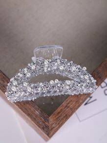 1 件装女士多色碎花新月形发片亚克力爪夹日常优雅头饰发夹发夹发夹发夹发夹接发夹，学校用品，学院秋冬发饰，适合女士度假装扮 - 銀色 - 查看 4