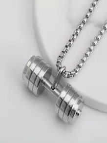 新款時尚健身房男士肌肉鍛煉不銹鋼杠鈴&啞鈴鈦鋼項鍊 - B款 - 查看 2
