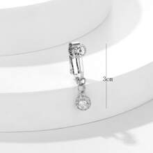 Fake Belly Small Cubic Zirconia Fake Belly Piercing Clip On Umbilical Navel Fake Piercing - Silver - View 2