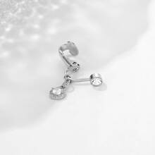 Fake Belly Small Cubic Zirconia Fake Belly Piercing Clip On Umbilical Navel Fake Piercing - Silver - View 3
