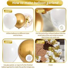 Kit per ghirlanda di palloncini da 124 pezzi bianchi e dorati con coriandoli multicolore in lattice, ideale per compleanni, anniversari, matrimoni, addio al nubilato, proposte, decorazioni per feste, Natale