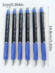 6 支/包 光滑可擦笔，学生书写墨水笔，快干蓝/黑色可选，可伸缩，可水洗 - 黑色 - 查看 6