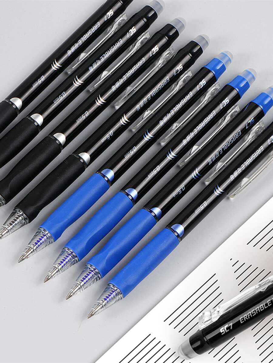 Smooth Erasable Ballpoint Pen For Students, Quick-Dry Erasable Ink, Crystal Blue And Black Colors Available, Minimalist Thermal Erasable Neutral Pen, Water-Based Pen, Essential Back-To-School Writing Stationery Supplies, Ballpoint Pen - Blue - View 1