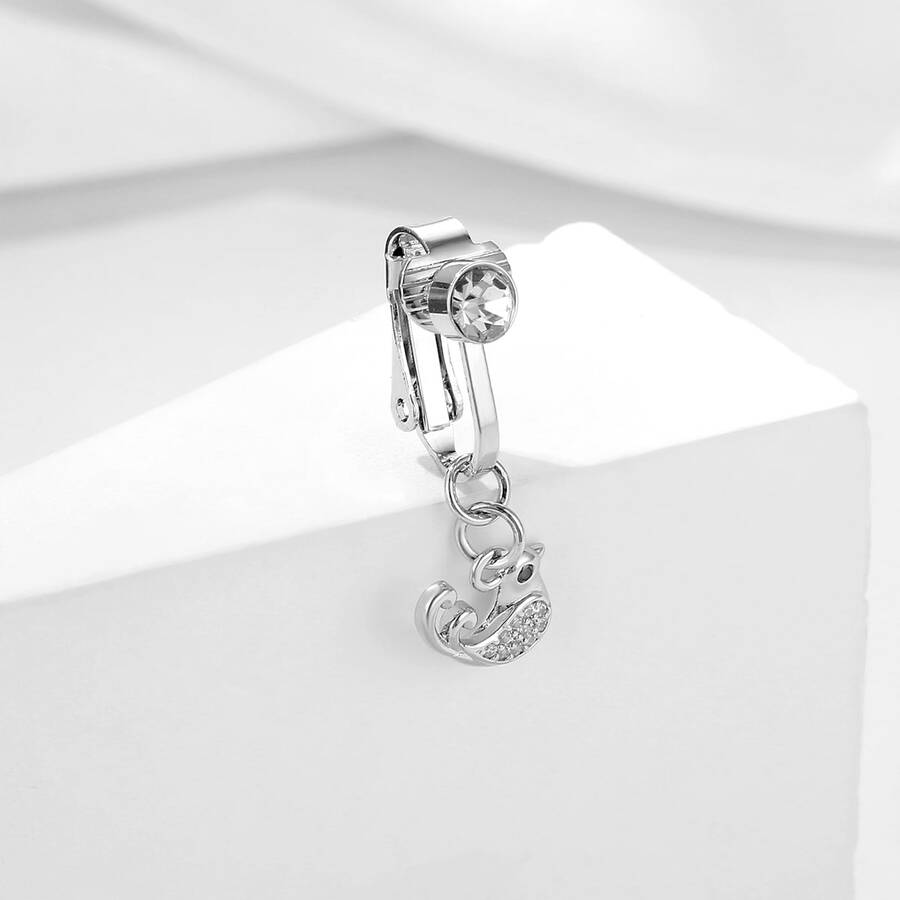 Non-Piercing Bird Fake Belly Piercing Clip On Umbilical Navel Fake Piercing - Silver - View 1