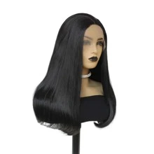 Natural Black Short Bob Lace Wigs For  Heat Resistant Synthetic Lace Front Wigs  Glueless Soft Lace Natural Looking Daily Wigs 16inch - Black - View 4