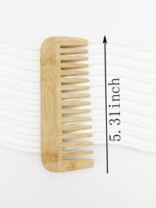 1pc Bamboo & Wood Hair Comb With Wide Teeth & Texture Design, For Oil Control & Massaging, Suitable For Straight & Curly & Knotted Hair - Yellow - View 6