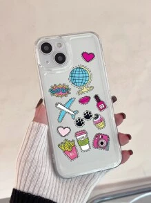 Cartoon Graphic Clear Phone Case - Multicolor - View 2