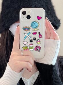 Cartoon Graphic Clear Phone Case - Multicolor - View 3