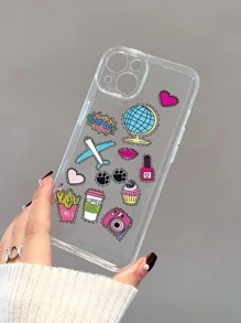 Cartoon Graphic Clear Phone Case - Multicolor - View 1