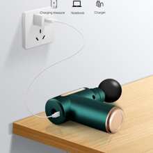 便攜式迷你筋膜槍,帶4個按摩頭,6種振動強度,type-c充電按摩槍手持按摩器,適用於頸部背部大腿小腿手臂 - 綠色 - 查看 7