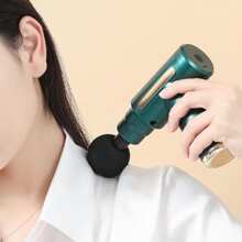 便攜式迷你筋膜槍,帶4個按摩頭,6種振動強度,type-c充電按摩槍手持按摩器,適用於頸部背部大腿小腿手臂 - 綠色 - 查看 6