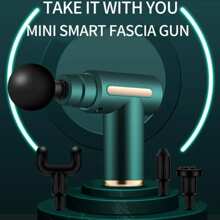 便攜式迷你筋膜槍,帶4個按摩頭,6種振動強度,type-c充電按摩槍手持按摩器,適用於頸部背部大腿小腿手臂 - 綠色 - 查看 8