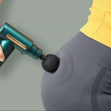 便攜式迷你筋膜槍,帶4個按摩頭,6種振動強度,type-c充電按摩槍手持按摩器,適用於頸部背部大腿小腿手臂 - 綠色 - 查看 5