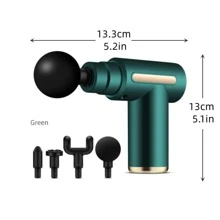 便攜式迷你筋膜槍,帶4個按摩頭,6種振動強度,type-c充電按摩槍手持按摩器,適用於頸部背部大腿小腿手臂 - 綠色 - 查看 2