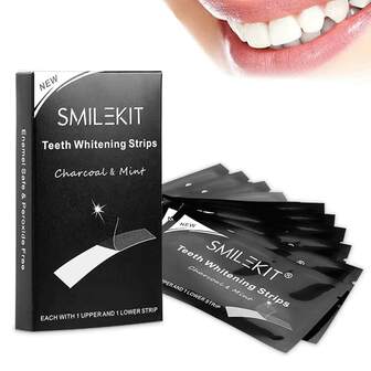 Blanqueamiento dental doble elástico higiene oral cuidado blanqueamiento natural activado carbón de bambú dental blanqueador
