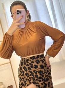 Women Blouses - Camel - View 2