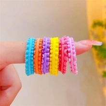 50pcs Children's Colorful Double Flower Lace Hair Ties