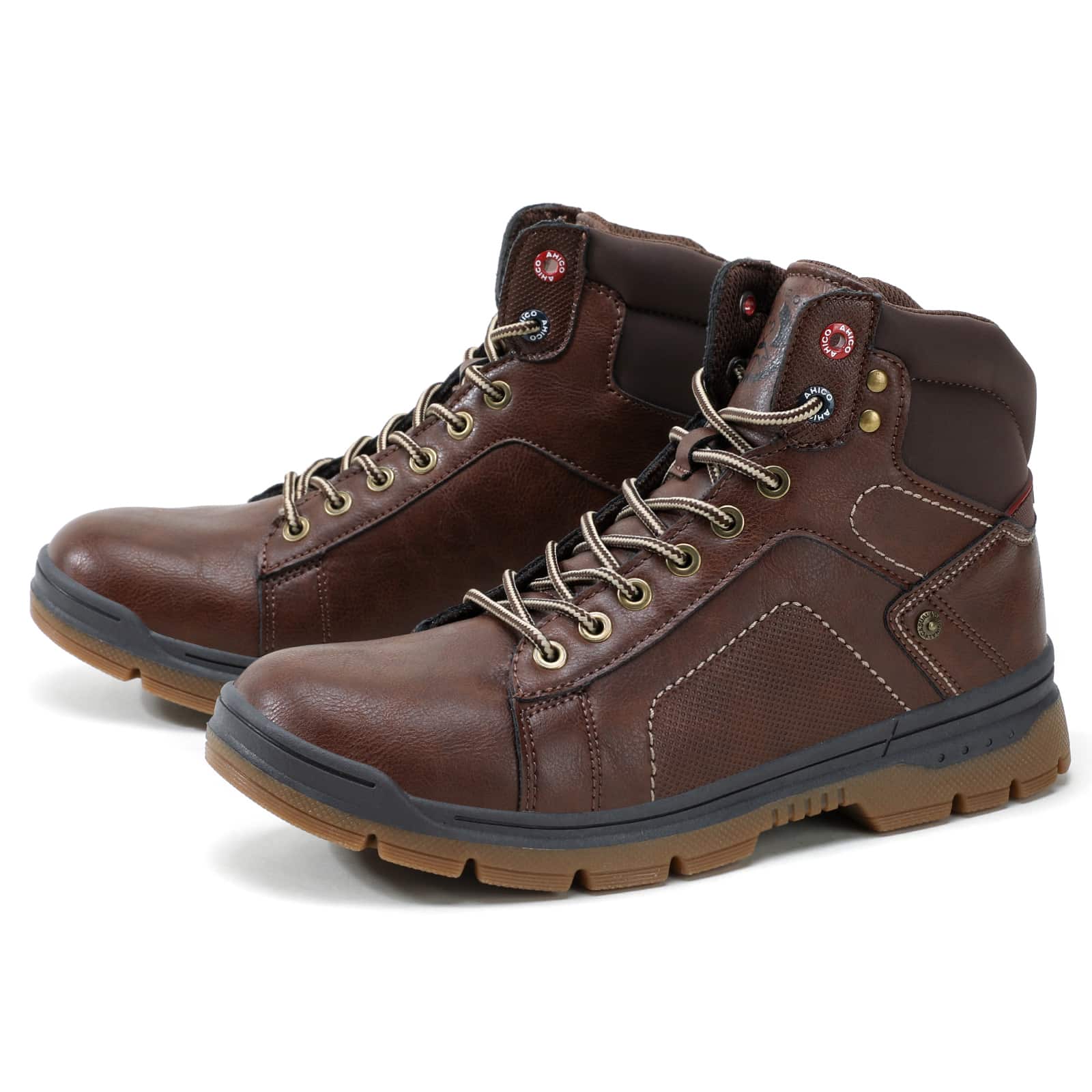 Mens Hiking Boots Non-Slip Outdoor Walking Shoes Mid Lightweight Work Trekking Boots - 深棕色 - 查看 1