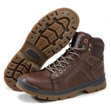 Mens Hiking Boots Non-Slip Outdoor Walking Shoes Mid Lightweight Work Trekking Boots - 深棕色 - 查看 3