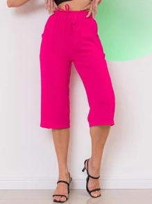 Women Pants - 玫紅色 - 查看 6