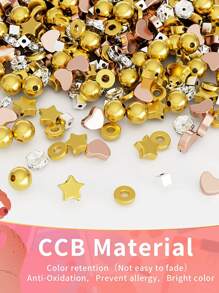 1200Pieces Gold Spacer Beads Set, Assorted Round Star Gold Beads for Bracelet Jewelry Making(Gold, Sliver, Rose Gold) - White - View 3