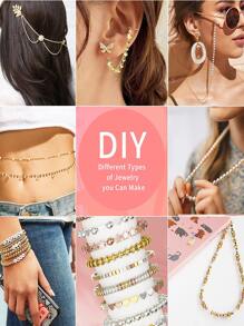 1200Pieces Gold Spacer Beads Set, Assorted Round Star Gold Beads for Bracelet Jewelry Making(Gold, Sliver, Rose Gold) - White - View 7