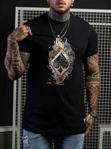 Camiseta Gola Careca estampada em alta definição carta fogo 100% algodão - Preto - Visão 5
